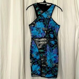 Parker - ultra modern Body-con Dress Tobias Printed asymmetrical Halter style S